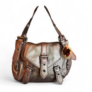 Wilsons Leather Metallic Bronze Buckle Satchel